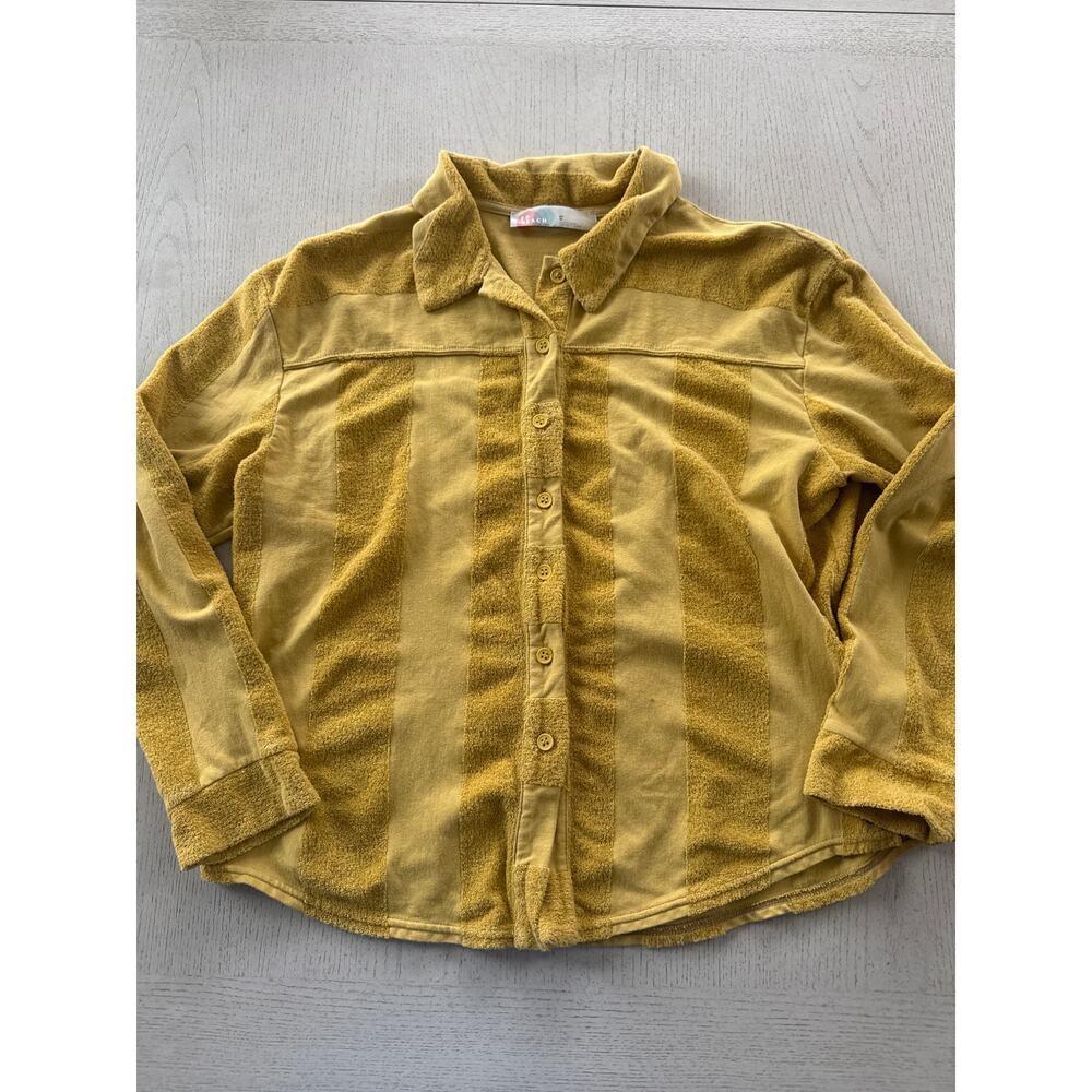 Free People Yellow Striped Button-Up Shirt
